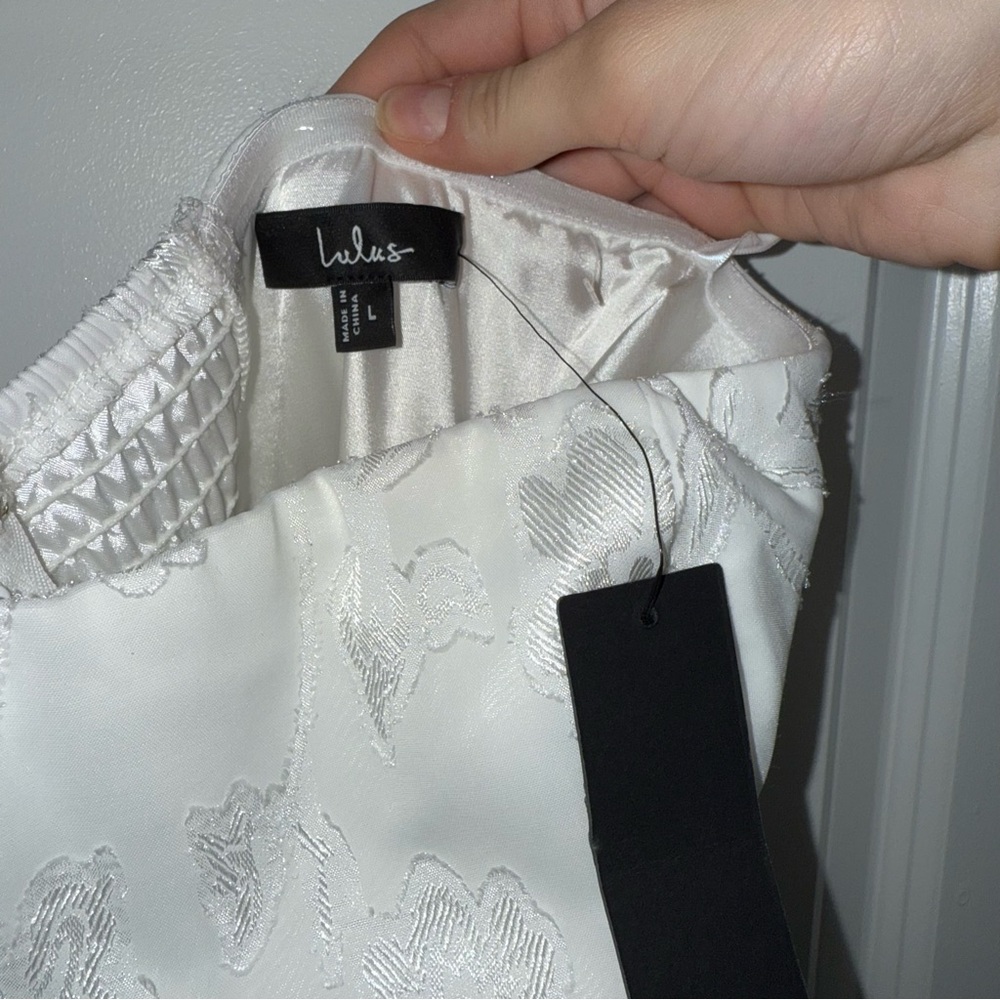 NWT Lulu’s Perfectly Stunning Ivory Jacquard Strapless Midi Dress - Picture 9 of 12